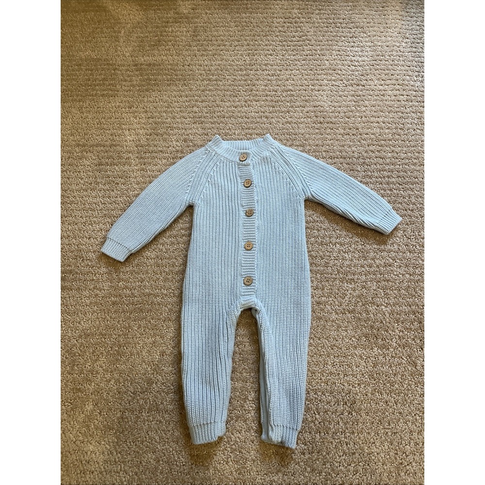 Luna+Luca Classic Chunky Knit Jumpsuit Blue Baby 3 Months